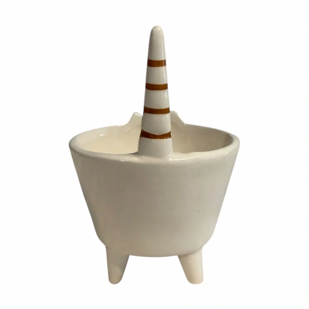 Pier 1 White Ceramic Caticorn Planter/Trinket Holder